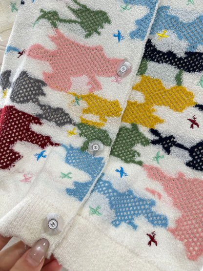 C*♥2025 new product Colorful knitted cardigan