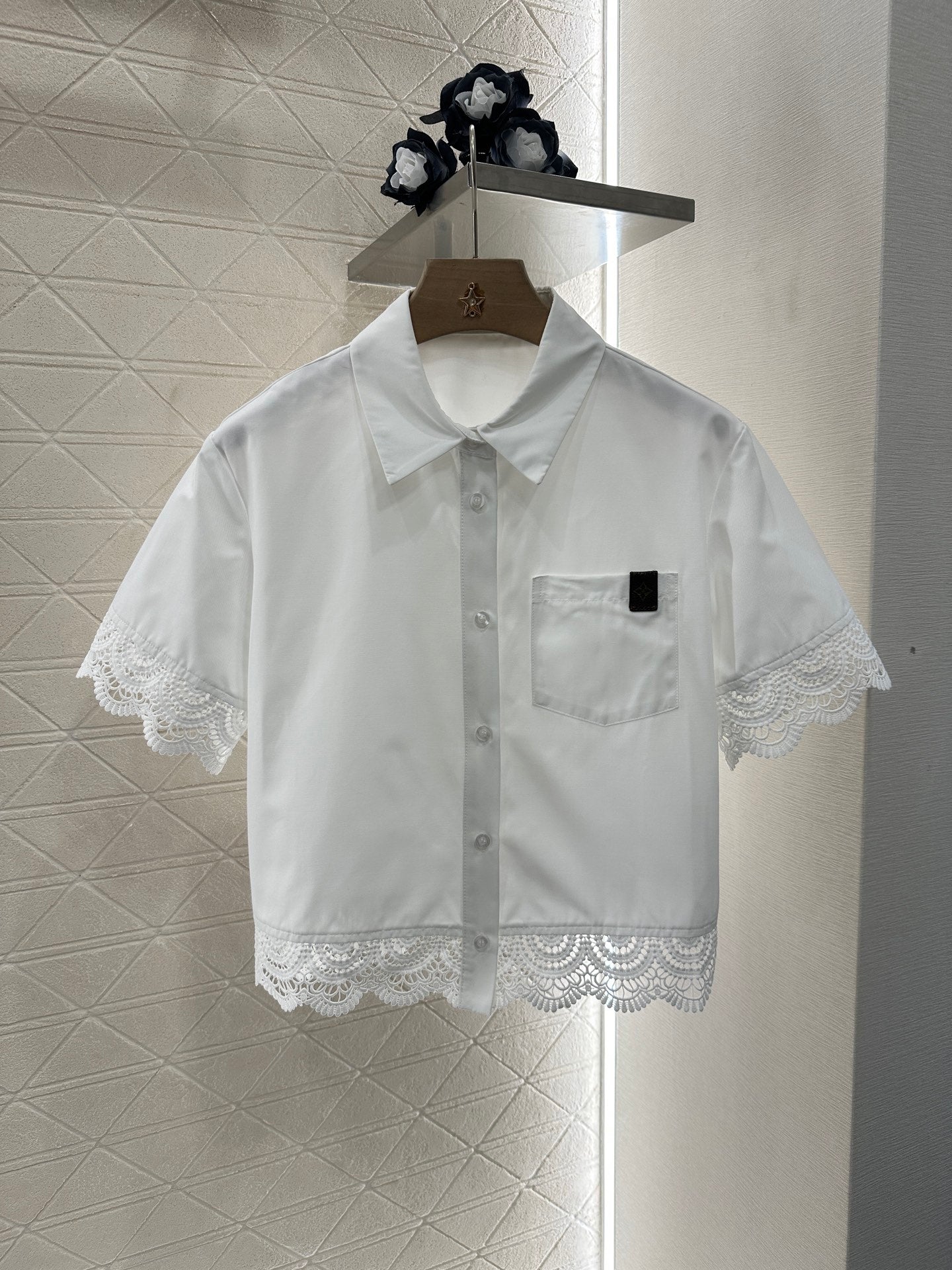 L*♥2025 new product Embroidered shirt and shorts set