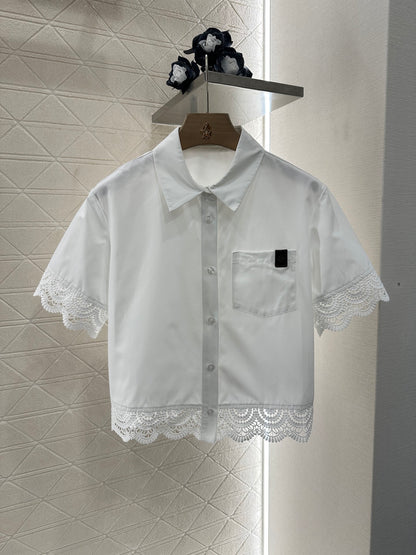 L*♥2025 new product Embroidered shirt and shorts set