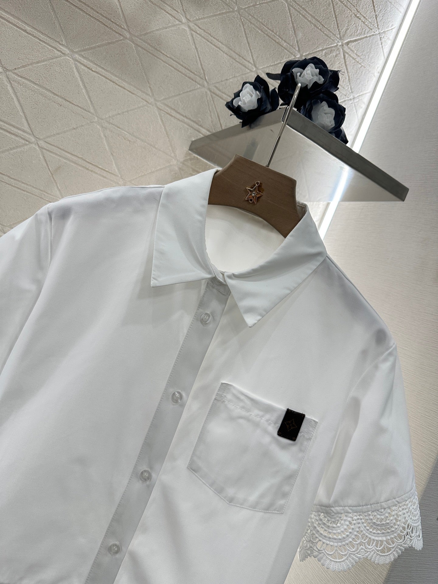 L*♥2025 new product Embroidered shirt and shorts set