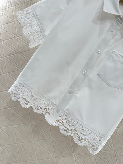 L*♥2025 new product Embroidered shirt and shorts set