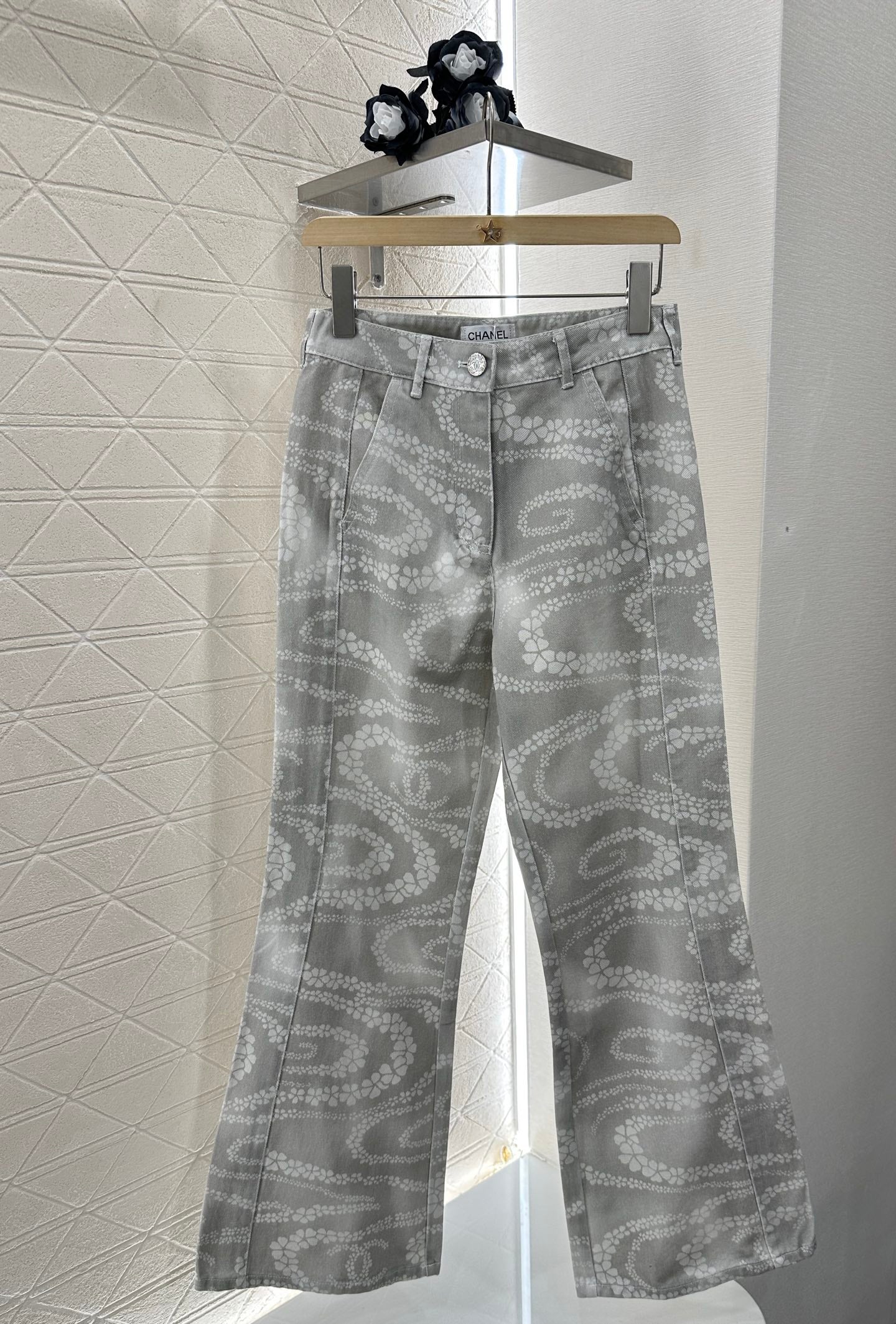 C*♥2025 new product Laser flared denim trousers