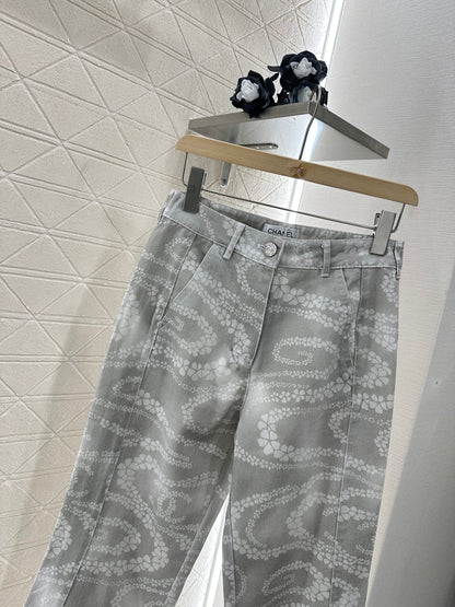 C*♥2025 new product Laser flared denim trousers