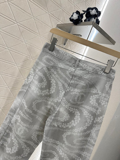 C*♥2025 new product Laser flared denim trousers