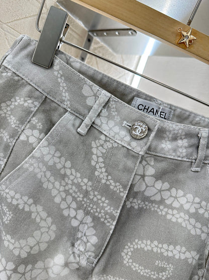 C*♥2025 new product Laser flared denim trousers