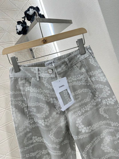 C*♥2025 new product Laser flared denim trousers