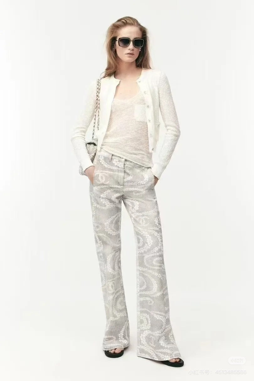 C*♥2025 new product Laser flared denim trousers
