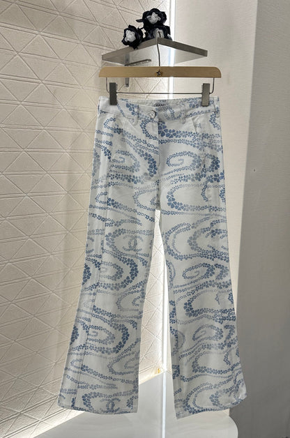 C*♥2025 new product Laser flared denim trousers