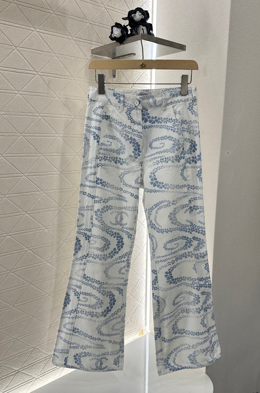 C*♥2025 new product Laser flared denim trousers