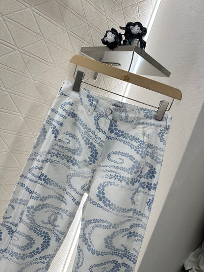 C*♥2025 new product Laser flared denim trousers