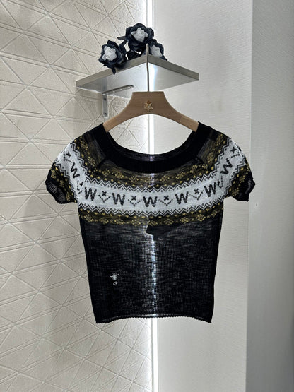 D*♥2025 new product Patterned knitted short sleeves
