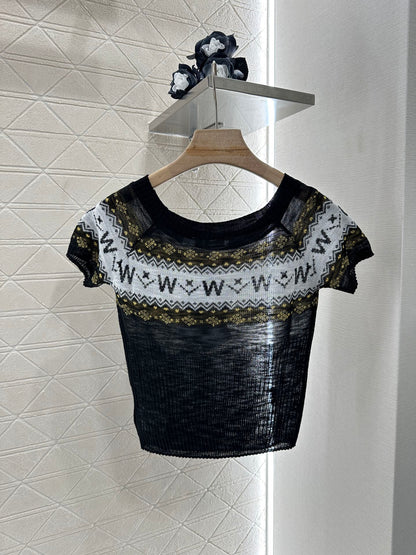 D*♥2025 new product Patterned knitted short sleeves