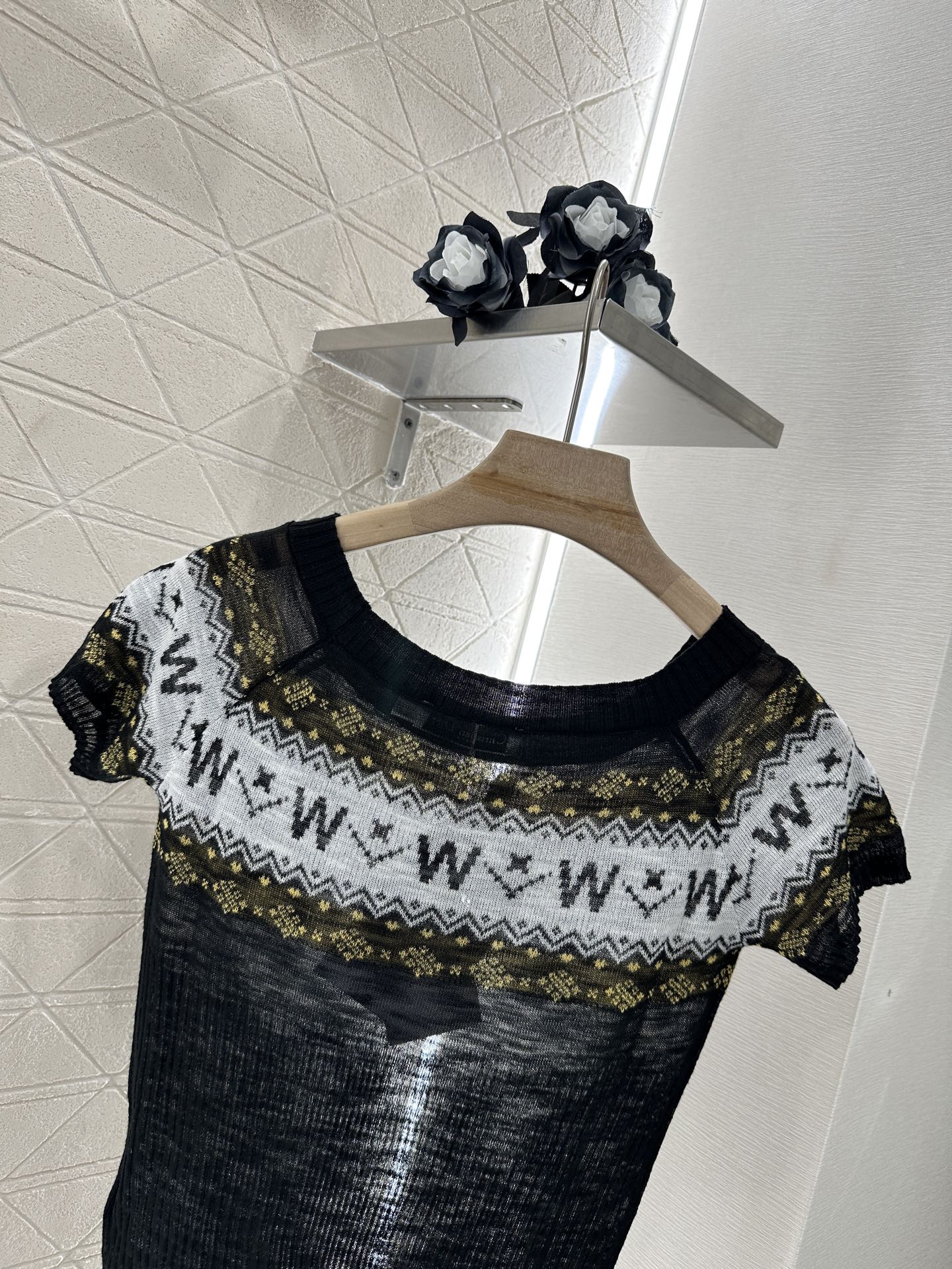 D*♥2025 new product Patterned knitted short sleeves