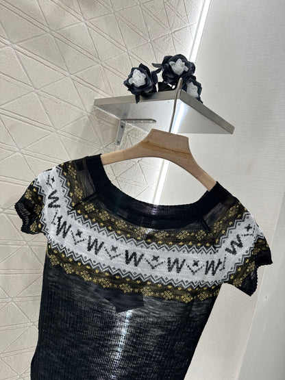 D*♥2025 new product Patterned knitted short sleeves