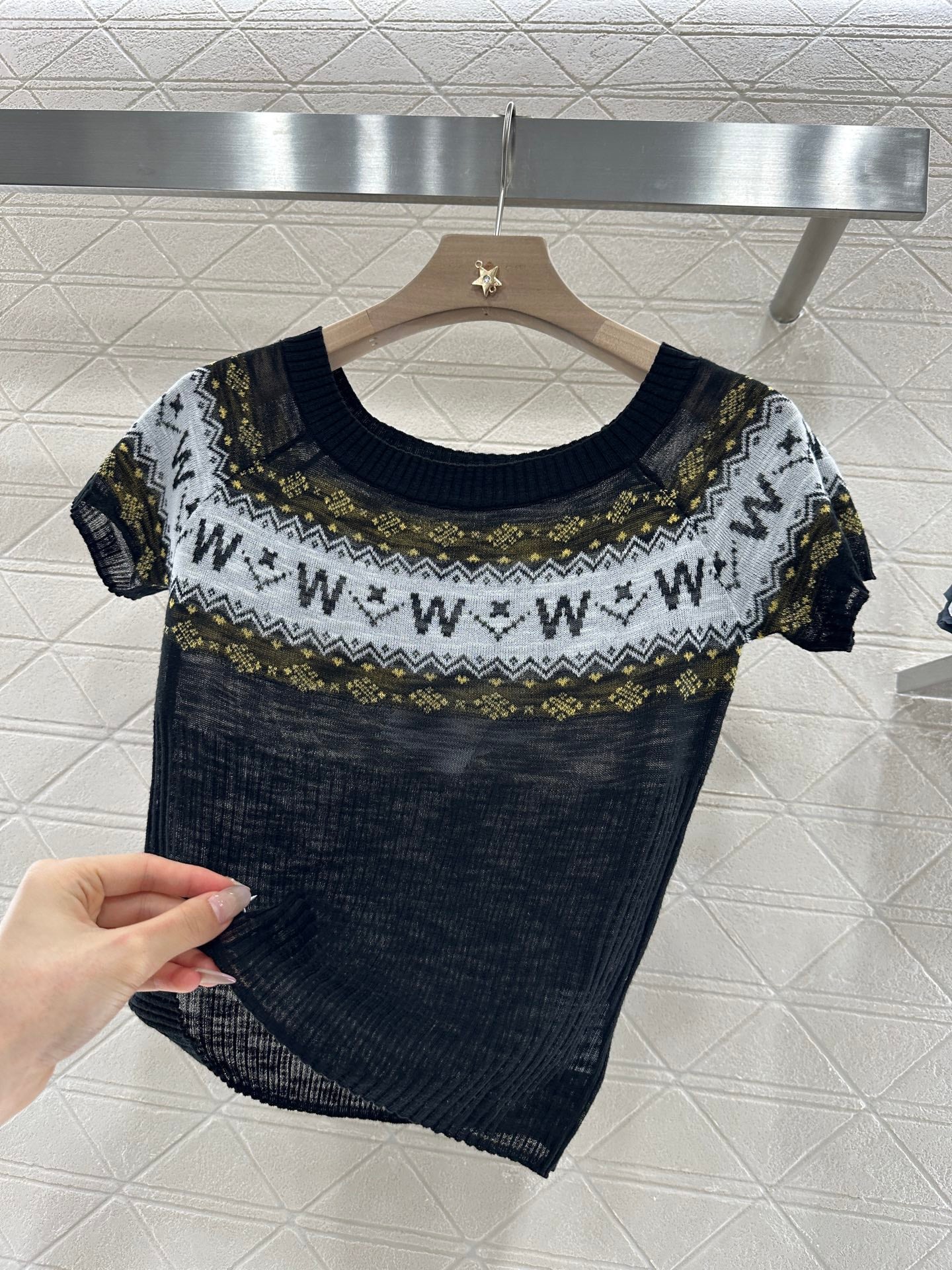 D*♥2025 new product Patterned knitted short sleeves