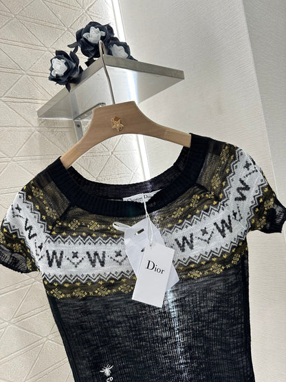 D*♥2025 new product Patterned knitted short sleeves