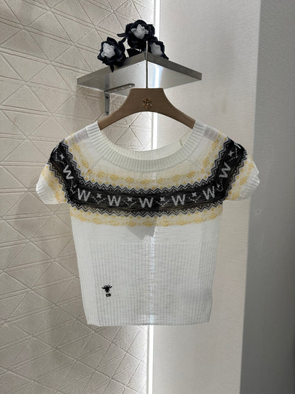 D*♥2025 new product Patterned knitted short sleeves