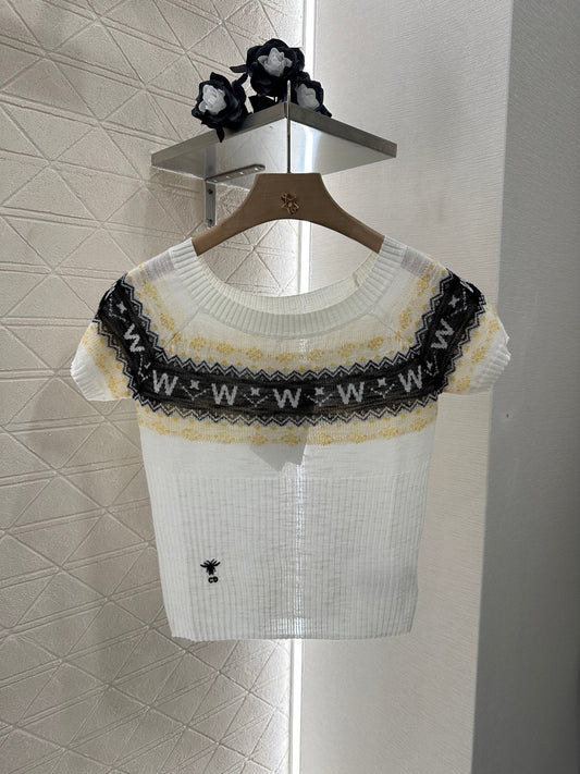 D*♥2025 new product Patterned knitted short sleeves