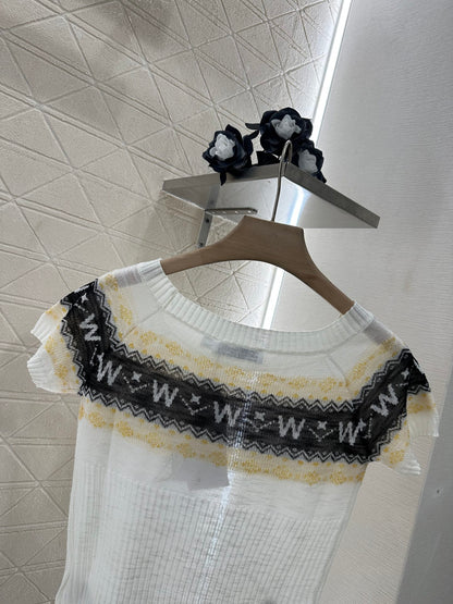 D*♥2025 new product Patterned knitted short sleeves