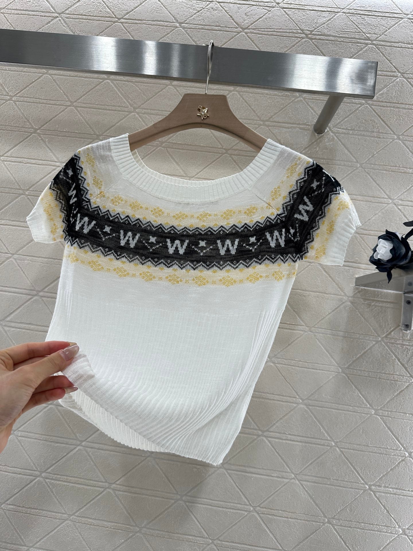 D*♥2025 new product Patterned knitted short sleeves