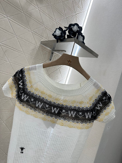 D*♥2025 new product Patterned knitted short sleeves