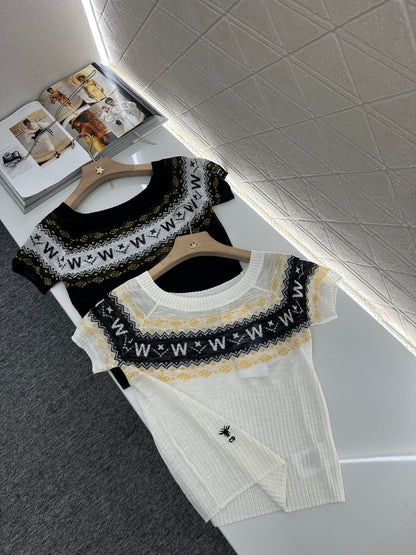 D*♥2025 new product Patterned knitted short sleeves