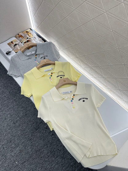 D*♥2025 new product Slim fit knitted short sleeves