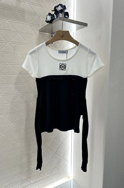 L*♥2025 new product Tie-strap knitted short sleeves