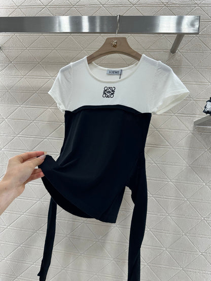 L*♥2025 new product Tie-strap knitted short sleeves