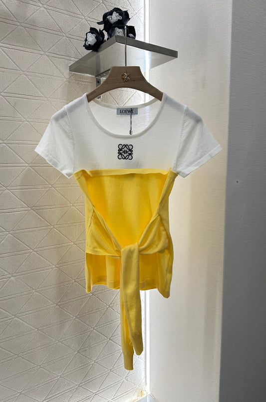 L*♥2025 new product Tie-strap knitted short sleeves