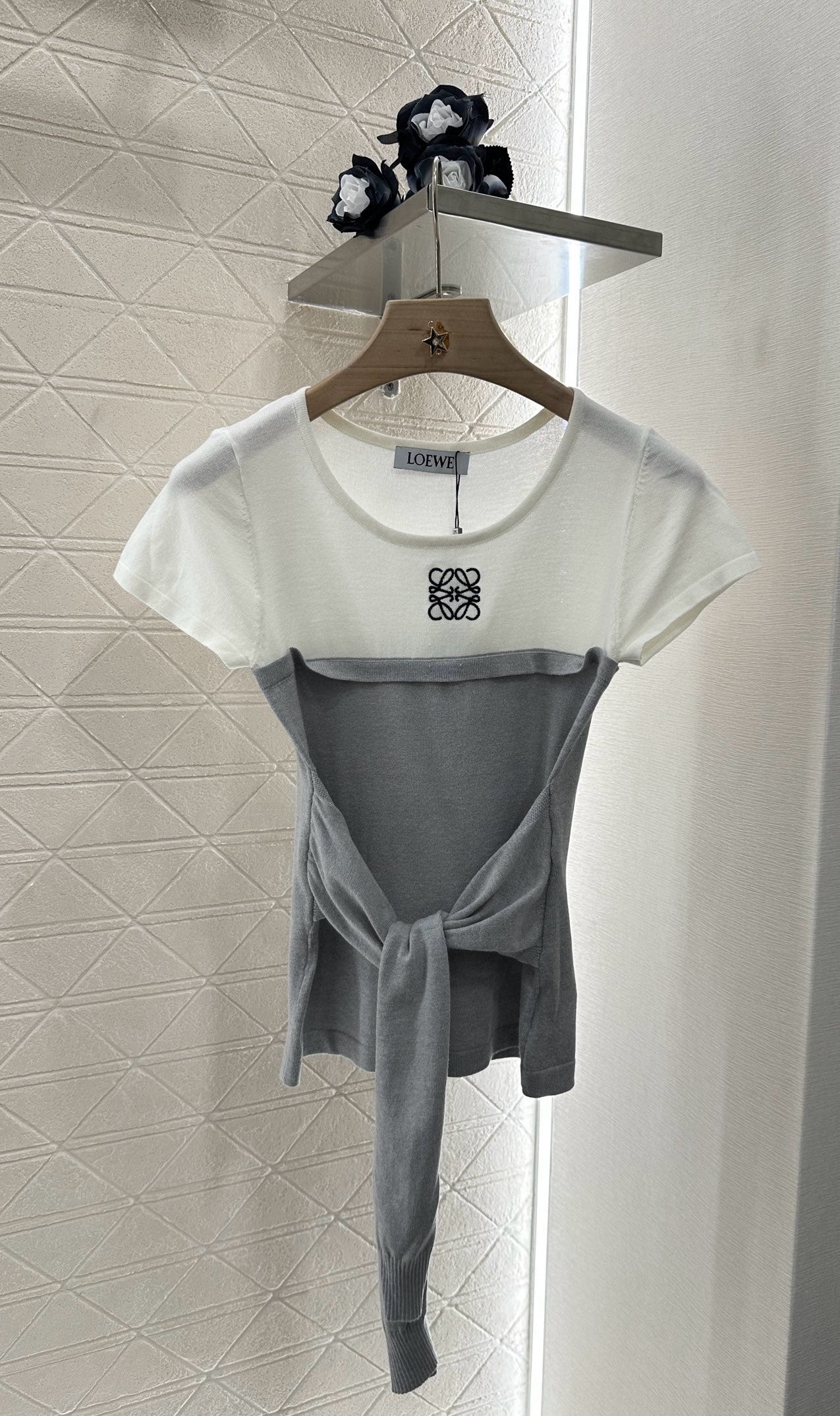 L*♥2025 new product Tie-strap knitted short sleeves