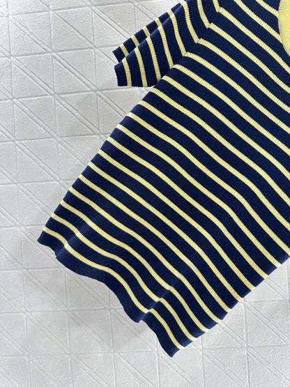 M*♥2025 new product Striped knitted short sleeves