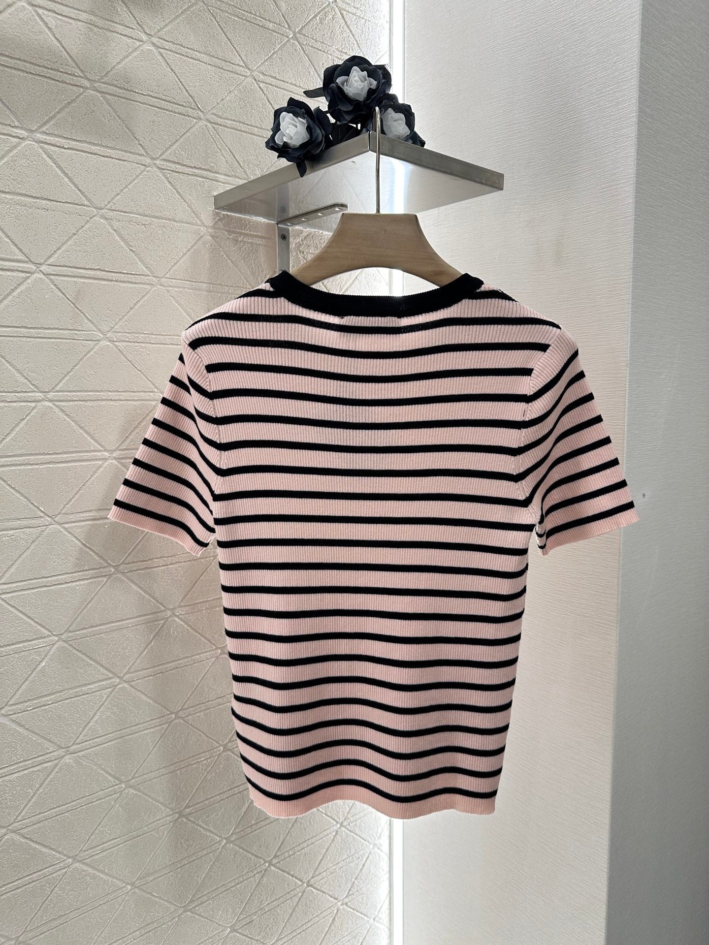 M*♥2025 new product Striped knitted short sleeves