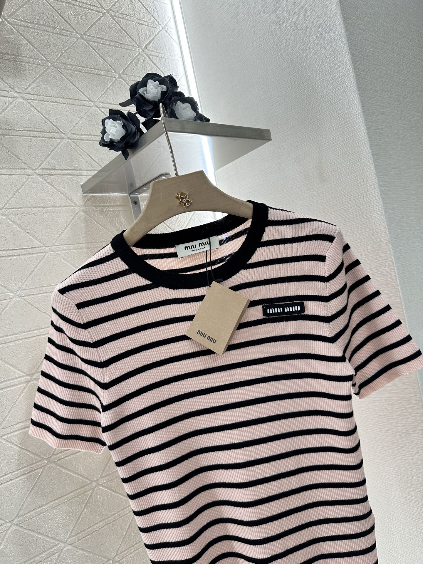 M*♥2025 new product Striped knitted short sleeves