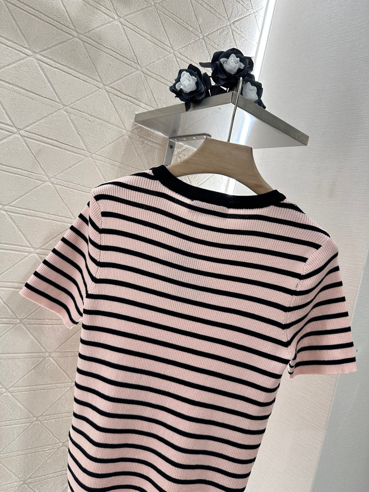 M*♥2025 new product Striped knitted short sleeves