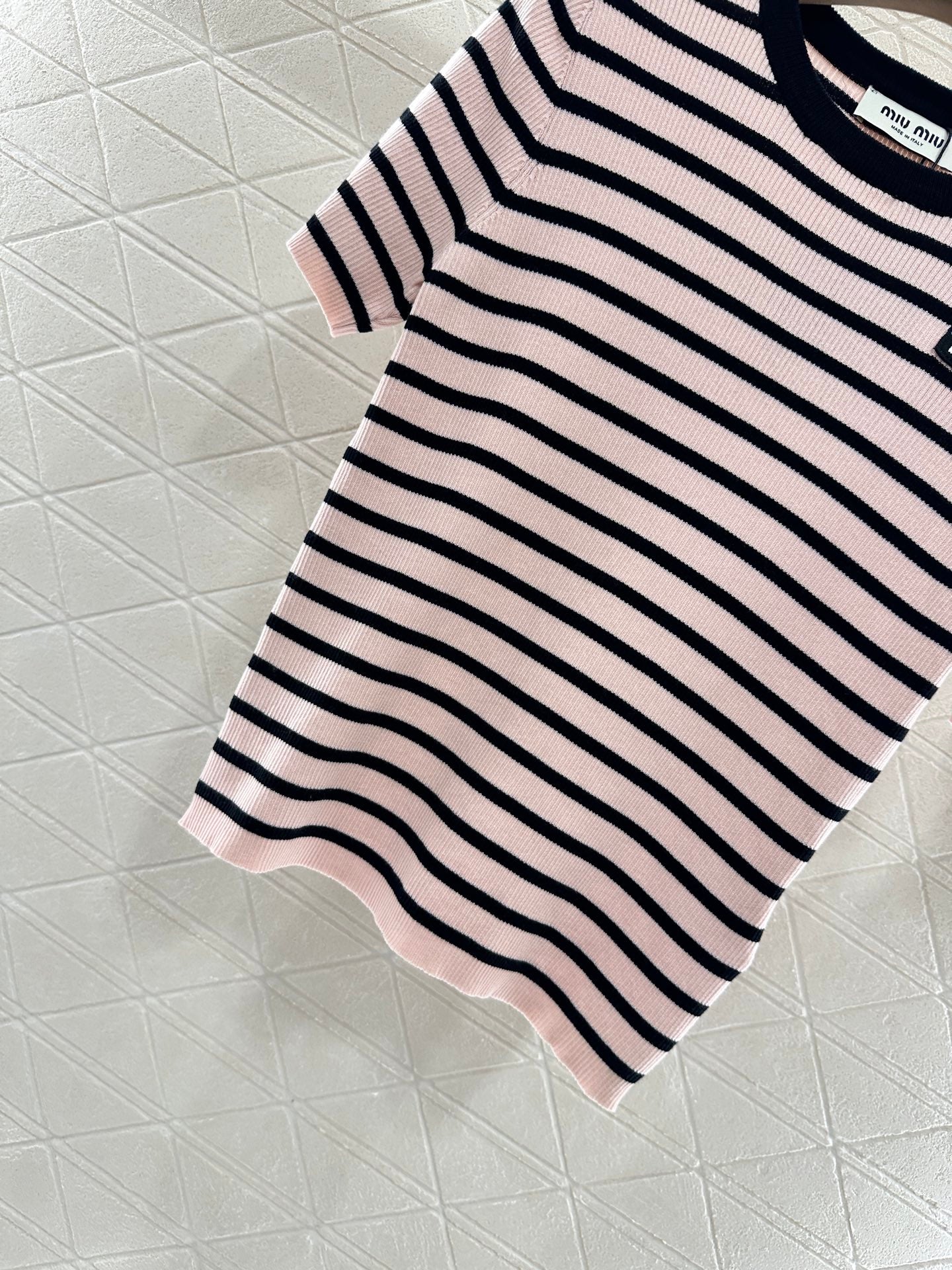 M*♥2025 new product Striped knitted short sleeves
