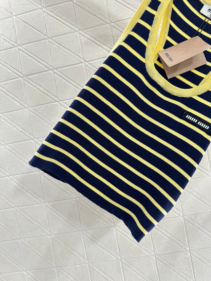 M*♥2025 new product Striped knitted vest