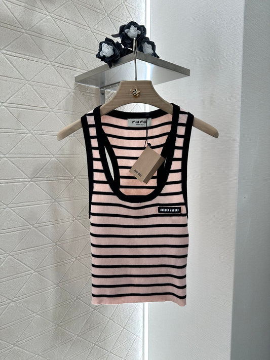 M*♥2025 new product Striped knitted vest