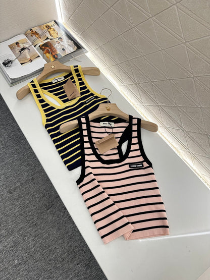 M*♥2025 new product Striped knitted vest