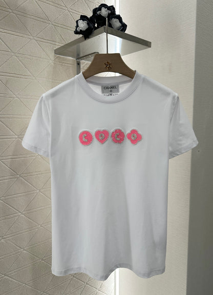 C*♥2025 new product Embroidered beaded short sleeves