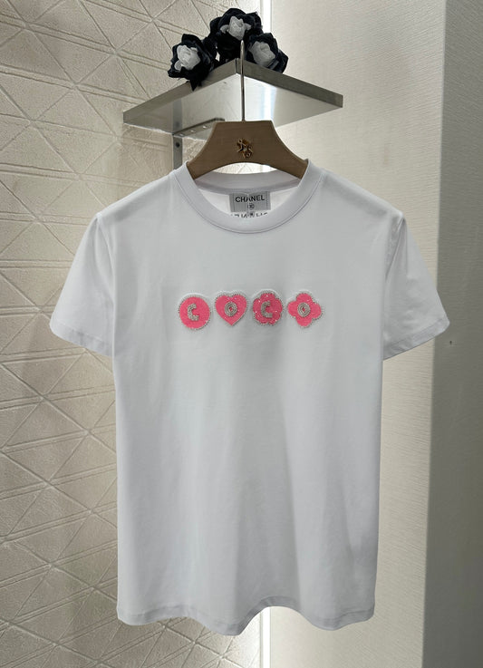C*♥2025 new product Embroidered beaded short sleeves