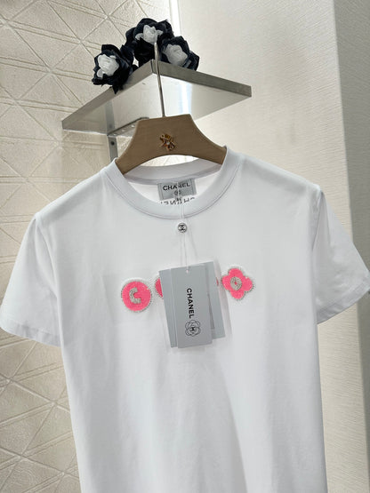 C*♥2025 new product Embroidered beaded short sleeves