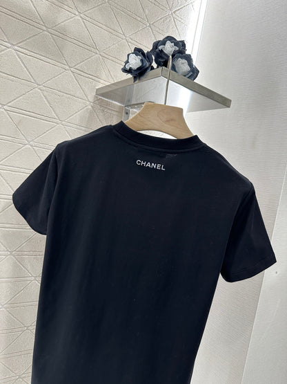 C*♥2025 new product Embroidered beaded short sleeves