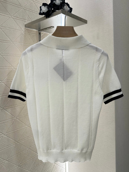 Mi*mi*♥2025 new product Knitted lapel short sleeves