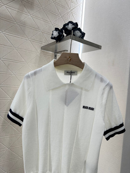Mi*mi*♥2025 new product Knitted lapel short sleeves
