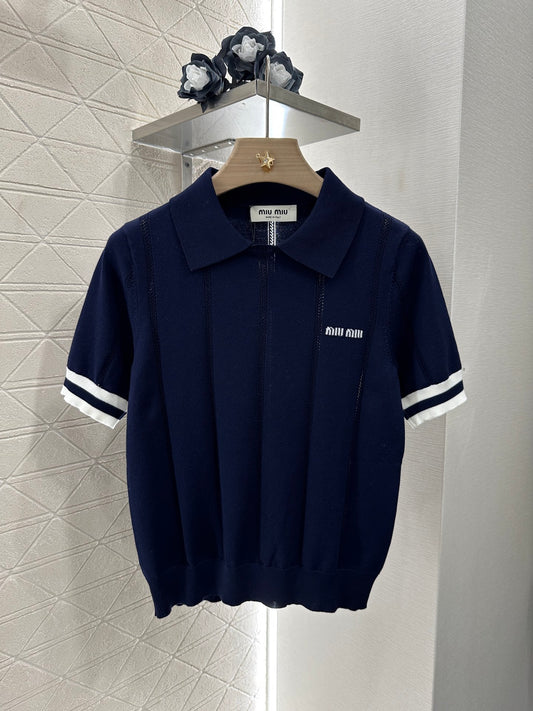Mi*mi*♥2025 new product Knitted lapel short sleeves