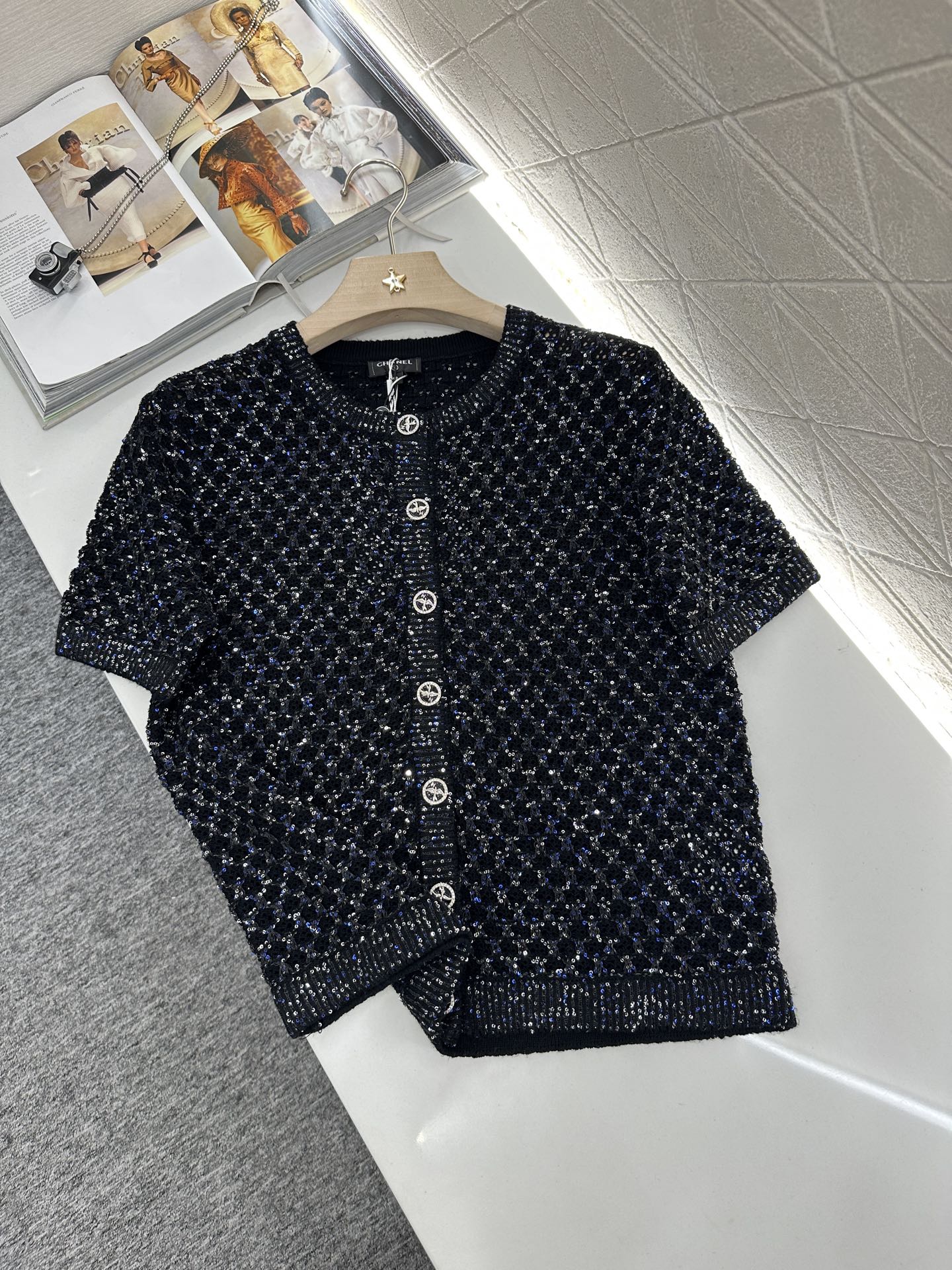 C*♥2025 new product Sequined knitted cardigan