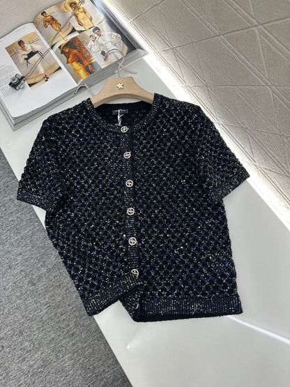 C*♥2025 new product Sequined knitted cardigan