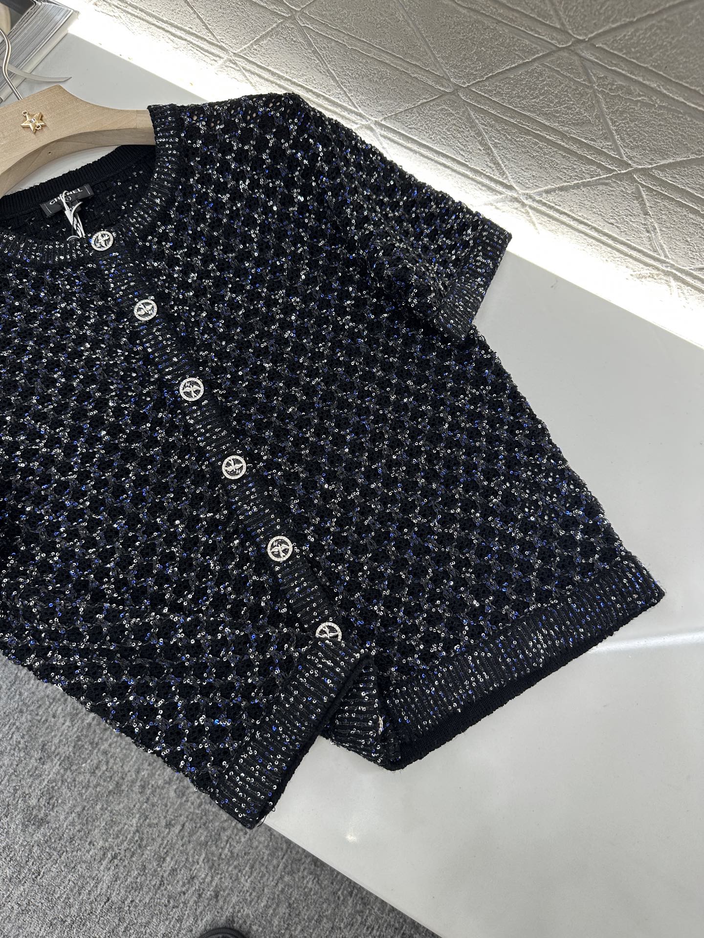 C*♥2025 new product Sequined knitted cardigan