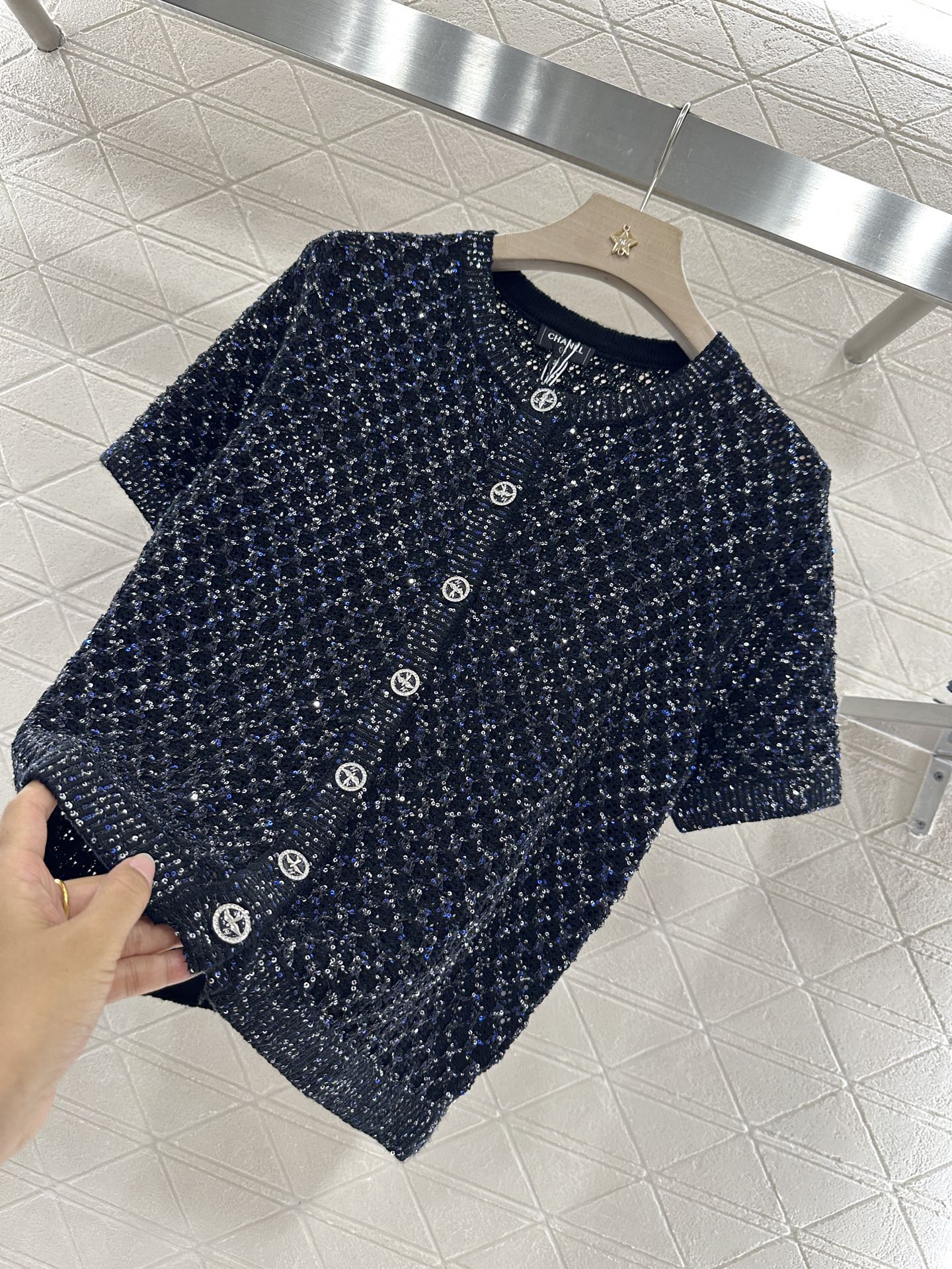 C*♥2025 new product Sequined knitted cardigan